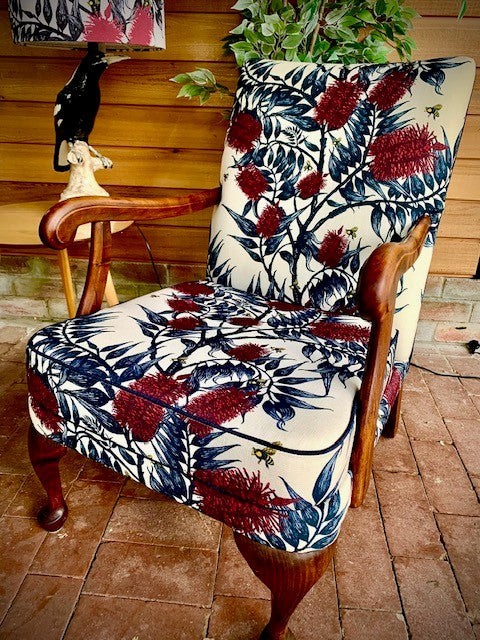 Bees and Bottlebrush restored Parker Knoll armchair