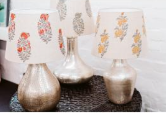 Tapered Poppy Linen Embroidered Lampshade