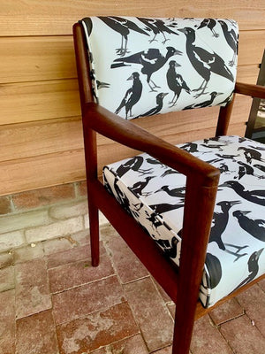 "Swoop" refurbished timber mid century chair