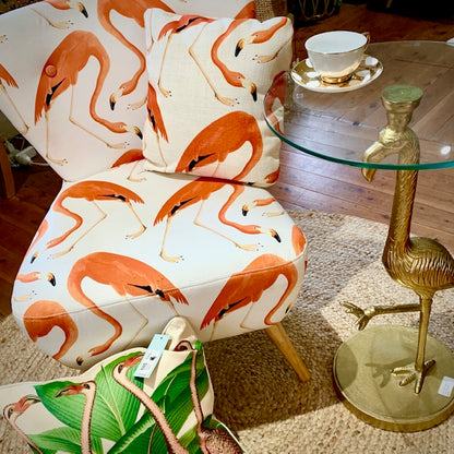Orange Flamingo on Velvet chair ONE ONLY