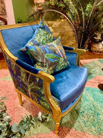 Peacock Linen and Velvet Armchair