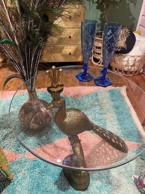 Peacock Side Table with Glass Top