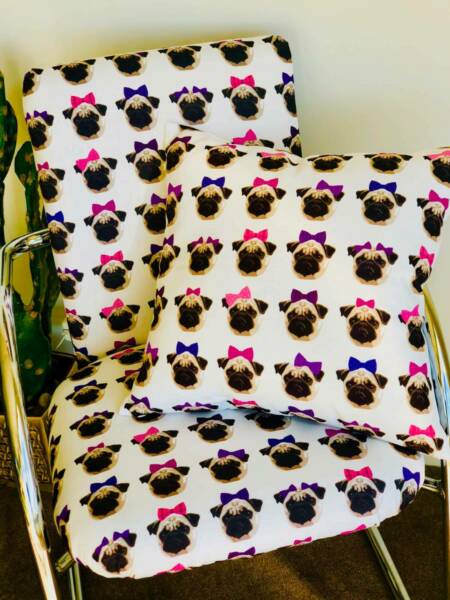 Pretty Pugs on chrome chair